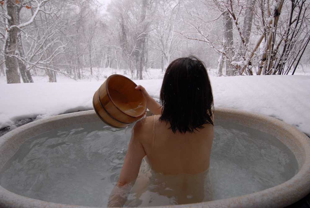 a women in a hot tub