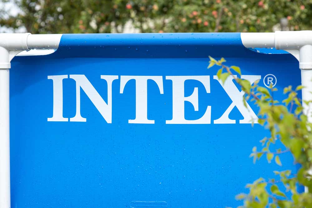 Intex Logo in white on side of pool