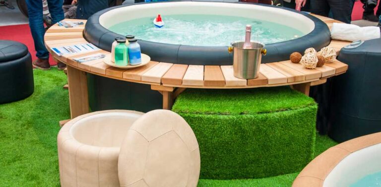 a hot tub with lots of accessories