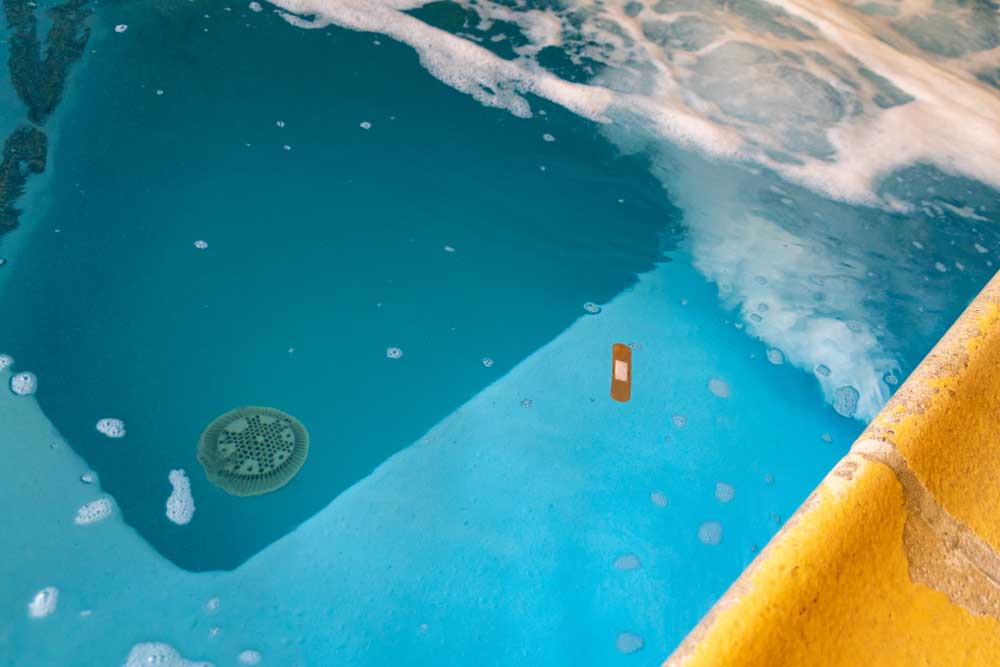 a plaster in a hot tub