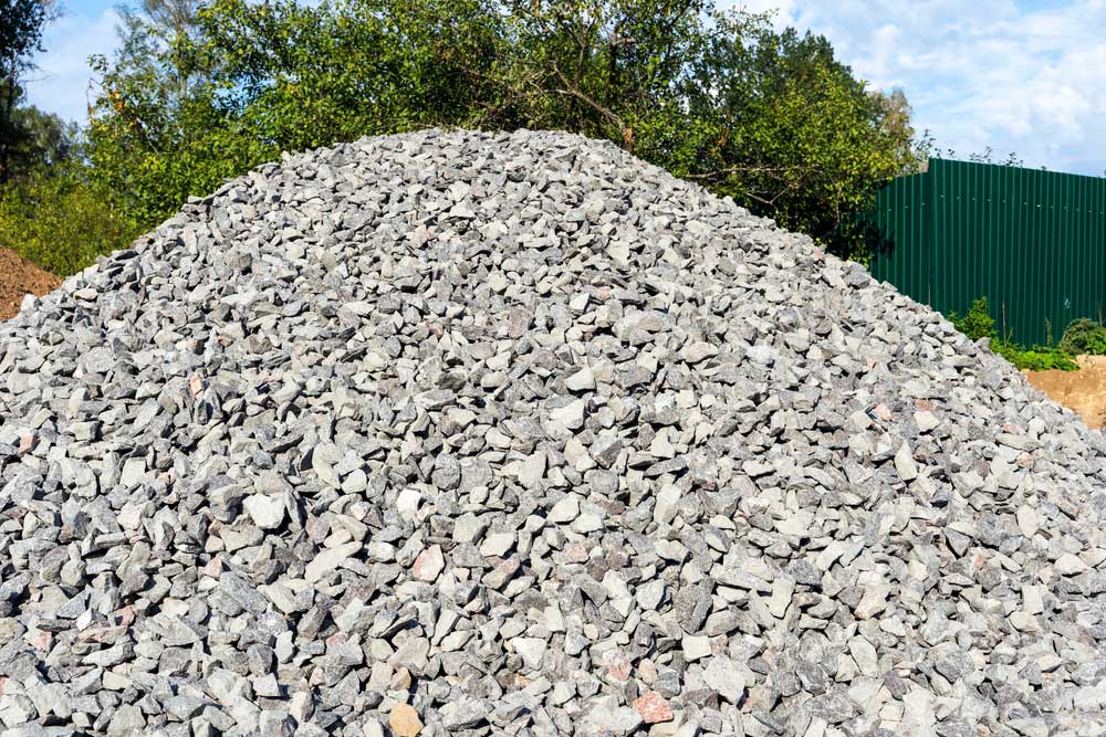 grey gravel in a mound
