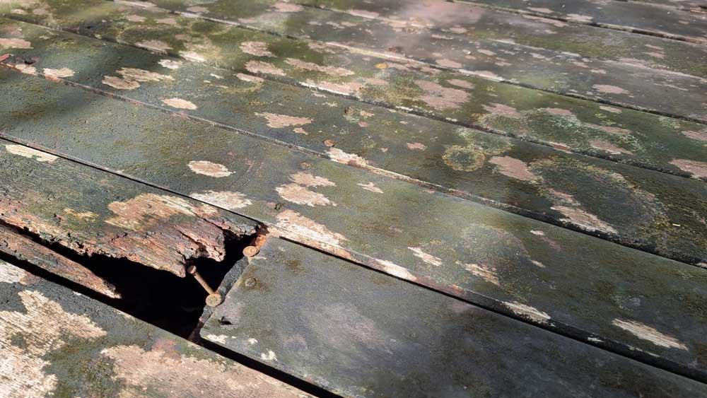 rotten decking starting to come away